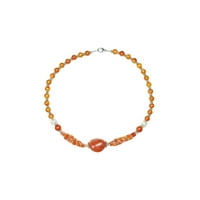 Mogul Trendy Orange Beaded Necklace- Twisted Beads Stones Handmade Necklaces