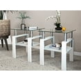 Glass End Tables Living Room Set of 2, Small Glass Table, White Side