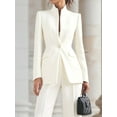thumbnail image 6 of Women Blazer Pants Suit 2 Piece Outfits Casual Long Sleeve Blazer Set for Work Business White L, 6 of 9
