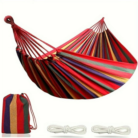 1pcs Brazilian Red Double Hammock - Extra wide portable hammock bed for indoor or outdoor Spaces - Sling, carry bag included, portable hammock for camping, traveling and hiking