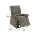 thumbnail image 5 of Benzara 41 Inch Fabric Power Recliner with Tufted Backrest, Brown, 5 of 5
