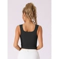 thumbnail image 2 of DARING DIVA Women's Square Neck Ribbed Slim Fit Tank Top w Built-In Bra S Black, 2 of 6