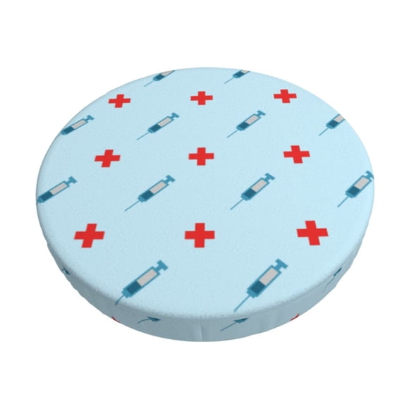 Balery Syringe And Red Cross Fundas de asiento para taburete de bar redondo de tela de terciopelo ajustables que protegen de arañazos y manchas para sillas de 14 a 17 pulgadas.-13 inch