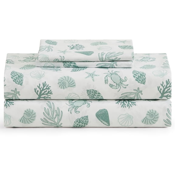 Caribbean Joe, Coastal 4PC Sheet Set, Queen, Beachy Cove