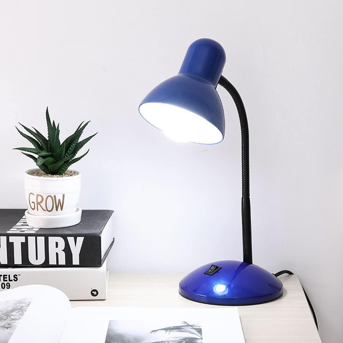 EONQY Metal Desk Lamp, Eye-Caring Table Lamp, Study Lamps with Flexible Goose Neck for Working, Studying, Reading