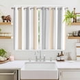 thumbnail image 2 of Beige Grey Striped Kitchen Curtains 63 Inch Length, Minimalist Farmhouse Stripe Grommet Top Bedroom Living Room Curtains, Light Filtering Cafe Curtain Drapes 2 Panels Set 104''x63'', 2 of 9