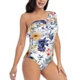thumbnail image 3 of Goofa Lilies Flowers Pattern Women's One Piece Swimsuits Tummy Control Bathing Suits Asymmetric One Shoulder Swimwear-Small, 3 of 6