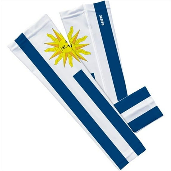 Sleefs 3028916 Uruguay Arm Sleeves, White & Blue - Large-Extra Large - Set of 2