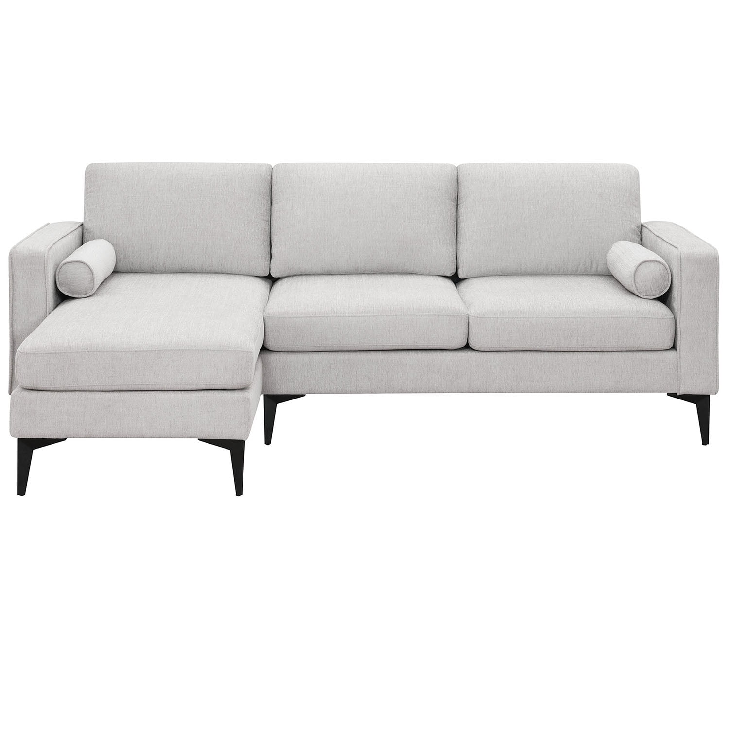 Kadyn 86" Convertible Sectional Sofa, Modern Chenille Fabric Sofa with Reversible Chaise and 2 Pillows, L-Shaped 3-Seat Sofa for Apartment, Beige