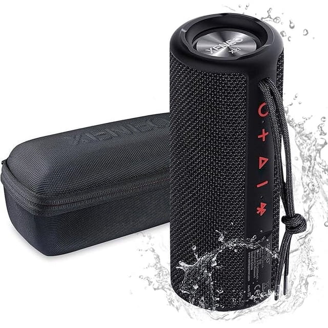 wonima11 X21 Portable Outdoor Wireless Bluetooth Speaker Waterproof with FM Radio, Micro SD Card Slot, AUX for Shower - Hard Travel Case Included