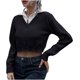 thumbnail image 3 of Blusas para mujer con cuello de barco y manga larga lisas para otoño e invierno 2024, 3 of 5