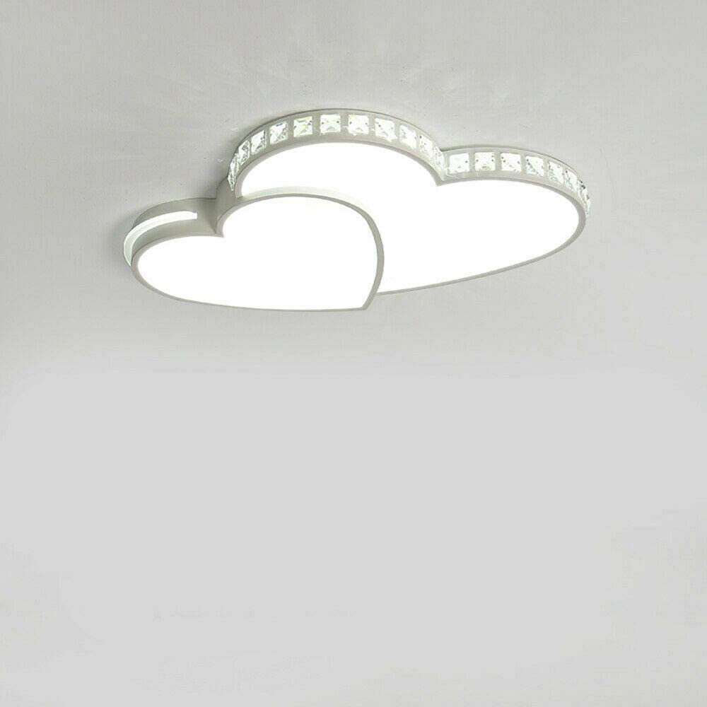 Modern Heart Shaped Ceiling Light, Crystal Flush Mount Led Ceiling Lighting Fixture, for Bedroom Living Room Dining Room Decoration Lamp 110V (Cool White)