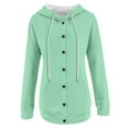 thumbnail image 6 of Jalioing Workout Tops for Women Long Sleeve Hooded Single-Breasted Button Drawstring Coats Solid Color Sports Outwear (X-Large, Green), 6 of 6