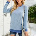 thumbnail image 6 of Sweatshirts for Women Round Neck Solid Color Long Sleeve Pullover Tops with Pocket, 6 of 7