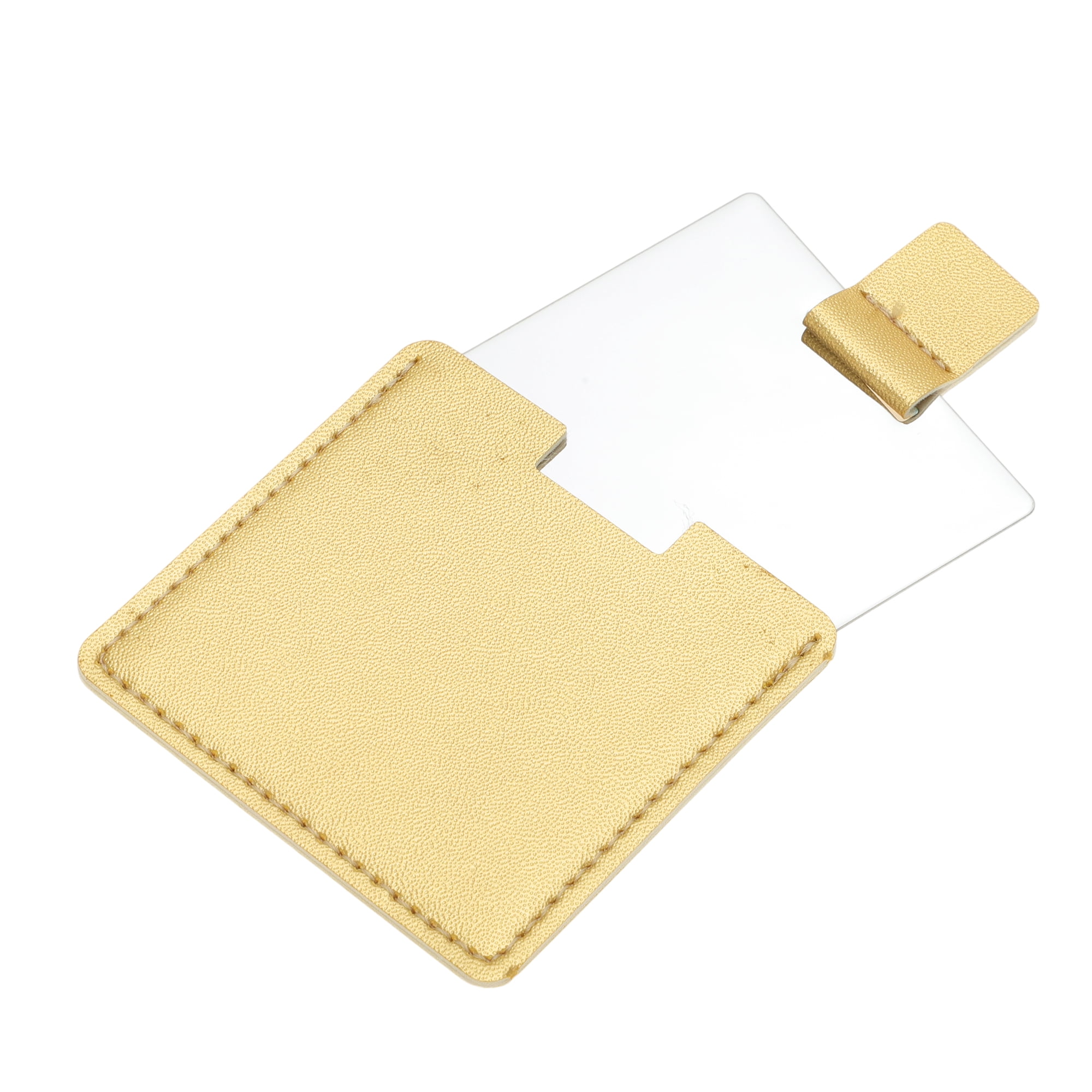 Unique Bargains 1 Pc Square Shape Makeup Mirror Gold Tone