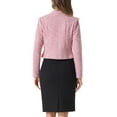 thumbnail image 4 of INSPIRE CHIC Women's Tweed Blazer Stand Collar Cropped Open Front Jacket S Pinks, 4 of 7