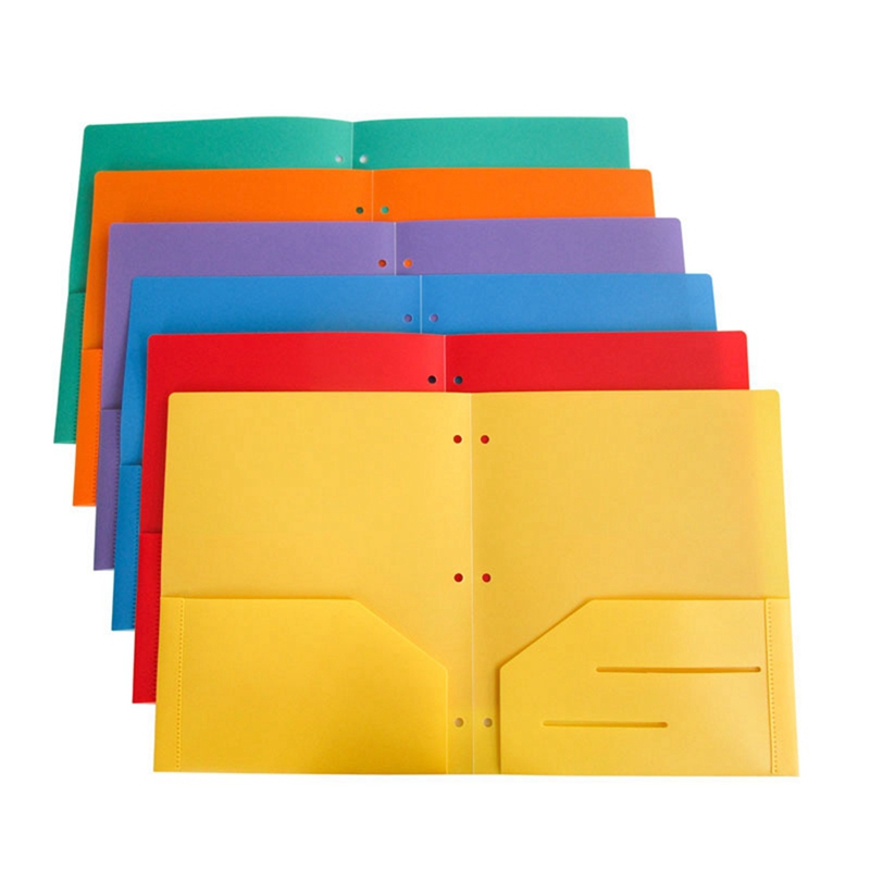 6 Pack Heavy Duty Plastic Two Pocket Folders, Folders with Pockets ,2