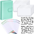 thumbnail image 1 of PU Leather Notebook Binder Budget Planner Organizer 6 Ring Binder Cover, 8 Pieces Binder Pockets, 12 Pieces Expense Budget Sheets and 26 Categories Letter Sticker Label (Green,Small,Cursive), 1 of 7