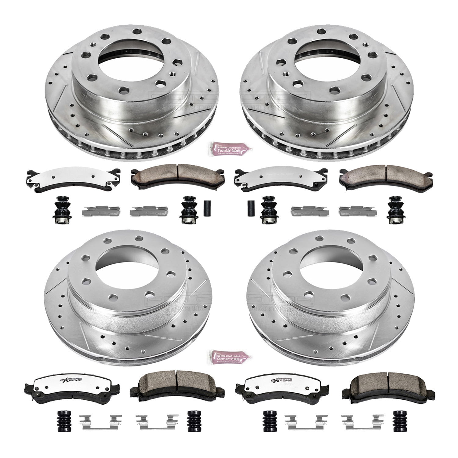 PowerStop Front and Rear Z36 Truck & Tow Carbon-Fiber Ceramic Brake Pad and Drilled and Slotted Rotor Kit Fits: CHEVROLET GMC Select Models K2025-36
