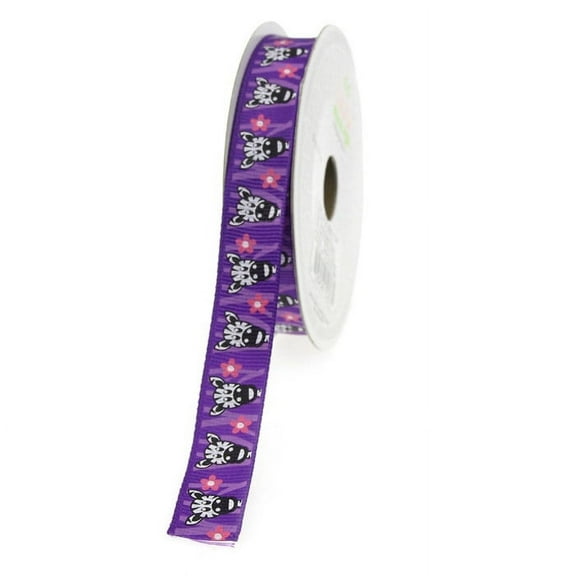 Aloha Zebra Purple Grosgrain Ribbon, 5/8-inch, 10-yard