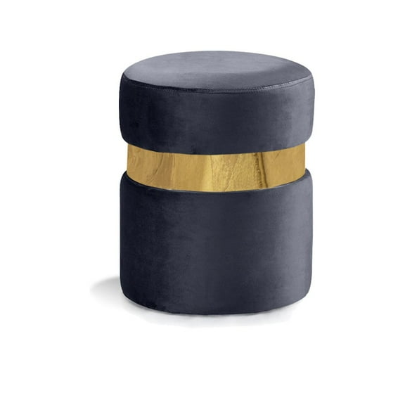 Meridian Furniture Hailey Contemporary Velvet Ottoman/Stool in Gray