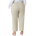 thumbnail image 4 of DARING DIVA Women's Plus Elastic High Waisted Long Straight Pants 4X Light Khaki, 4 of 6