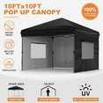 thumbnail image 3 of 10x10 Pop Up Canopy Tent Outdoor Canopy with 3 Removable Sidewalls One-Person Set Up Heavy Duty Commercial Instant Tent Shelter, 3 of 6