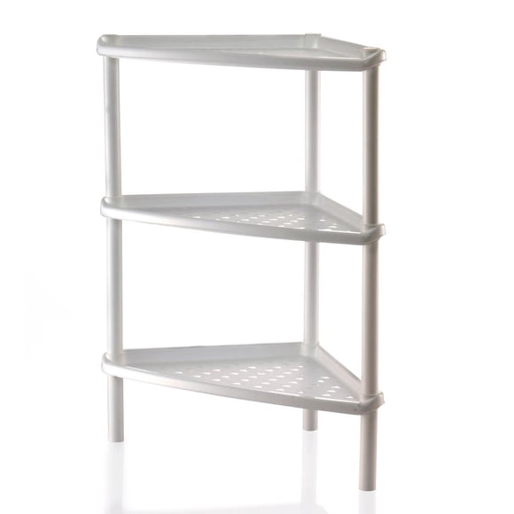 Repisa ESTANTE ESQUINERO LIFTOR 3 niveles triangular para JARDIN COCINA blanco