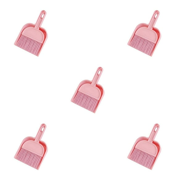 Inteprter Juego de escoba recogedor Mini recogedor Cepillo de cerdas suaves para Escritorio Encimera Tablero de llaves, Rosa rosado 5piezas Inteprter CBP051352