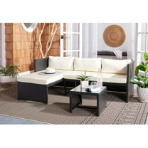 Safavieh Bronson Outdoor Patio 3 Piece Sofa Set - Black/Beige Cushion