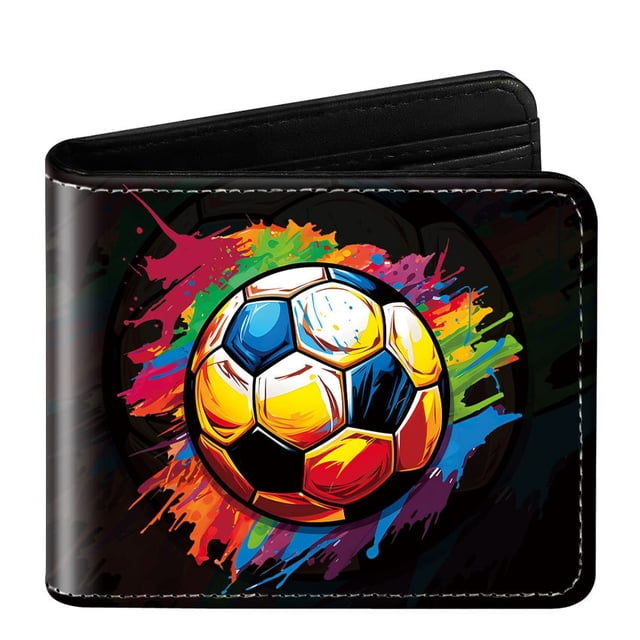 Tonnylam Billetera plegable con temática de fútbol — Billetera compacta para adolescentes, un regalo para los aficionados al fútbol
