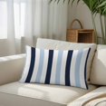 thumbnail image 3 of Navy Blue Aqua Striped Standard Size Pillow Cover, Pillowcase Protectors with Zipper, Breathable Decorative Throw Pillow Case Cover, Farmhouse Stripe Art Pillow Shams for Couch Sofa 20x26Inch, 3 of 8