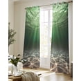 thumbnail image 5 of Dark Green Ocean Waves Sheer Curtains 63 Inch Length 2 Panels Set for Living Room/Bedroom, Summer Beach Coastal Abstract Kitchen Curtains Grommet Semi-Sheer Curtains Window Treatments 42"x63"x2, 5 of 7
