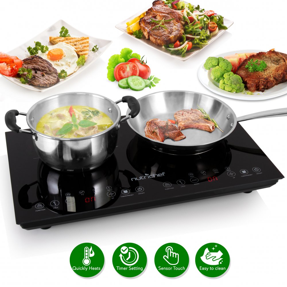 NutriChef PKSTIND48 Electric Induction Cooktop Digital Kitchen Countertop Hot Plate Burners