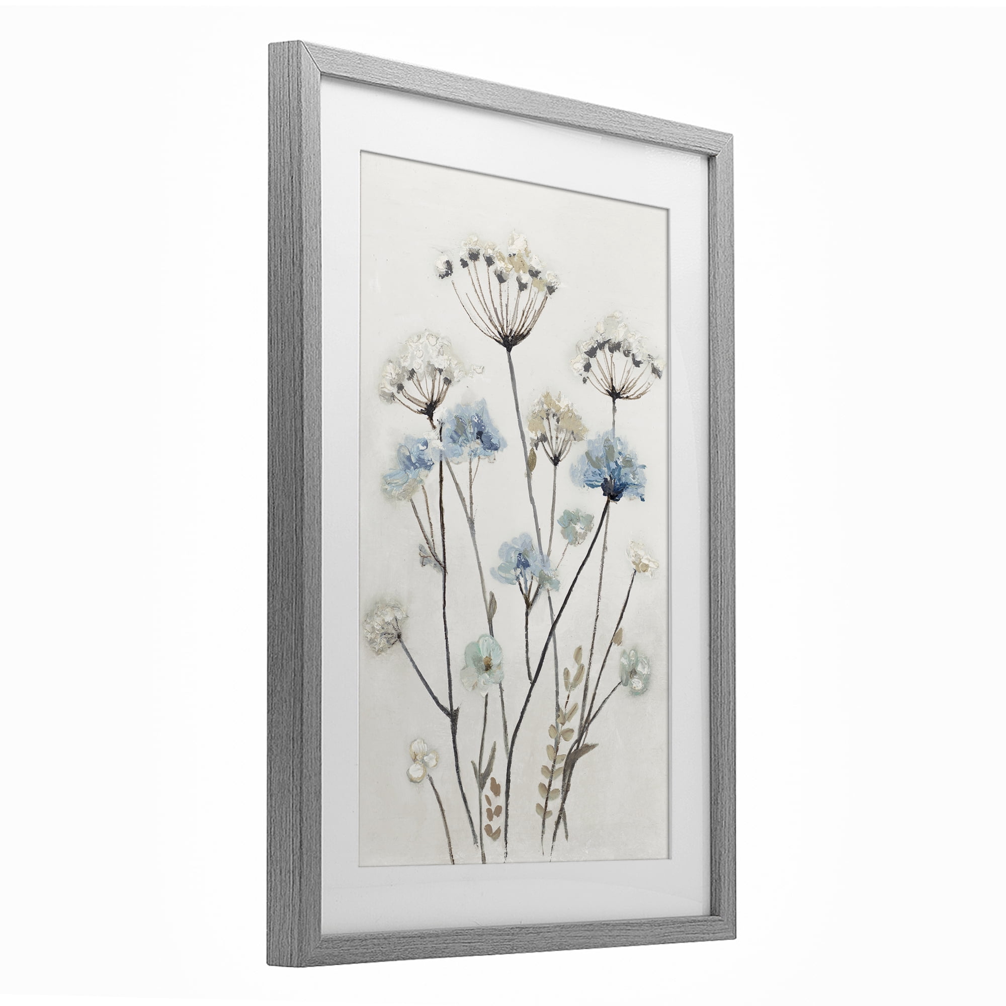 Stupell Industries Soft Jardin Azul Gray Framed Print Under Glass, design by Patricia Pinto