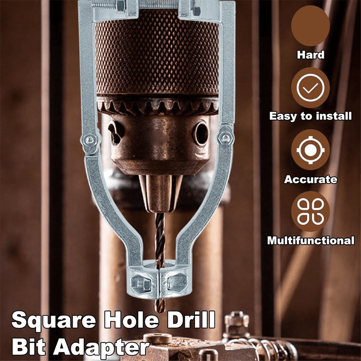 Square Hole Drill Bit Adapter, Easy Installation,Mortising Attachment for Drill Press Mortise Machine,for Drill Machines
