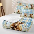 thumbnail image 4 of Erosebridal Highland Cow Bed Spread Queen, Groovy Floral Queen Coverlet Set, Blue Buffalo, 3 Pieces, 4 of 7