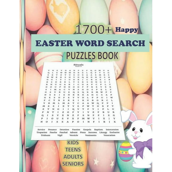 Happy Easter Word Search Puzzles Book: 100 Puzzles 1700 Easter words Across 10 Categories like: Easter Traditions, Cult, (Paperback)