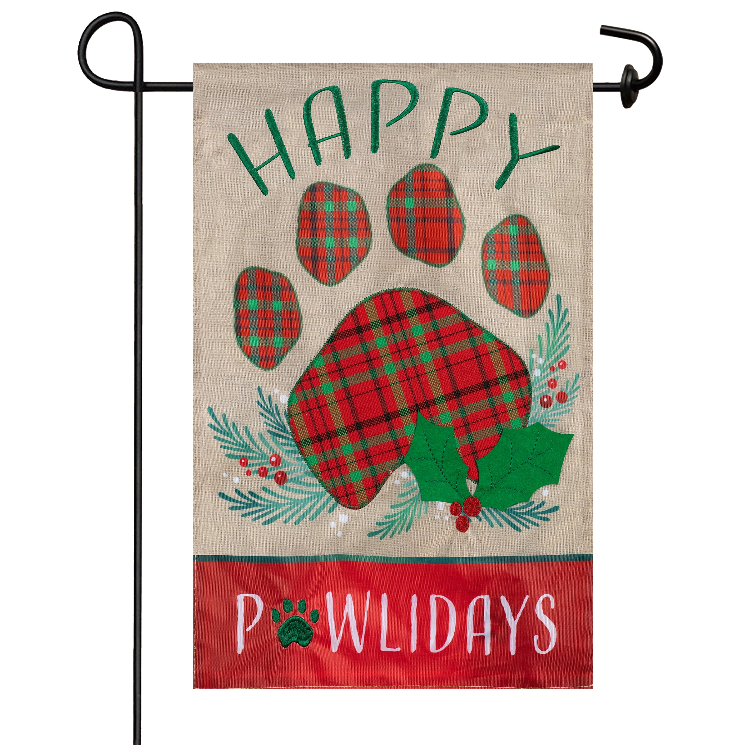 Happy Pawlidays Yard Flag 11.5in x 18in