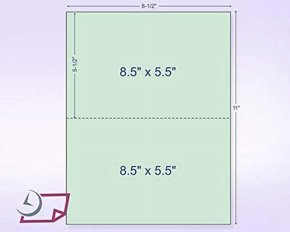 Pack of 500 Sheets, 8-1/2 x 11" Letter Size Perforated Paper Green, Perf  5-1/2"