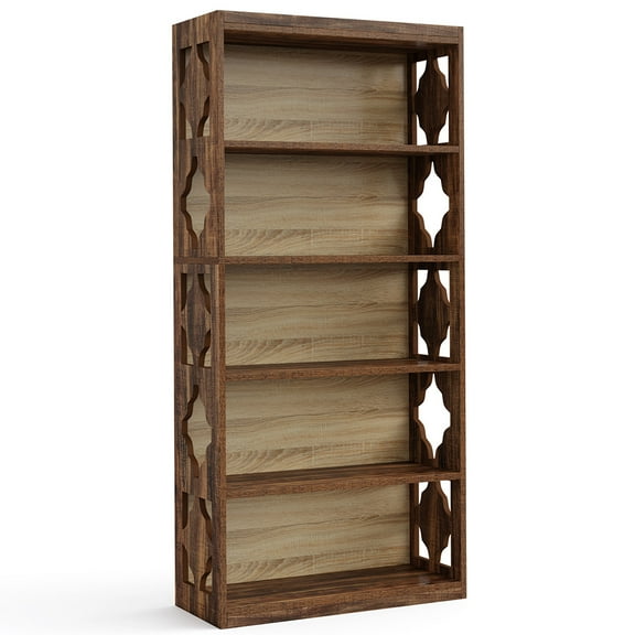 Yardi Yarda 6-Tier Bookshelf, 70-Inch Wood Bookcase with Storage Shelves, Brown