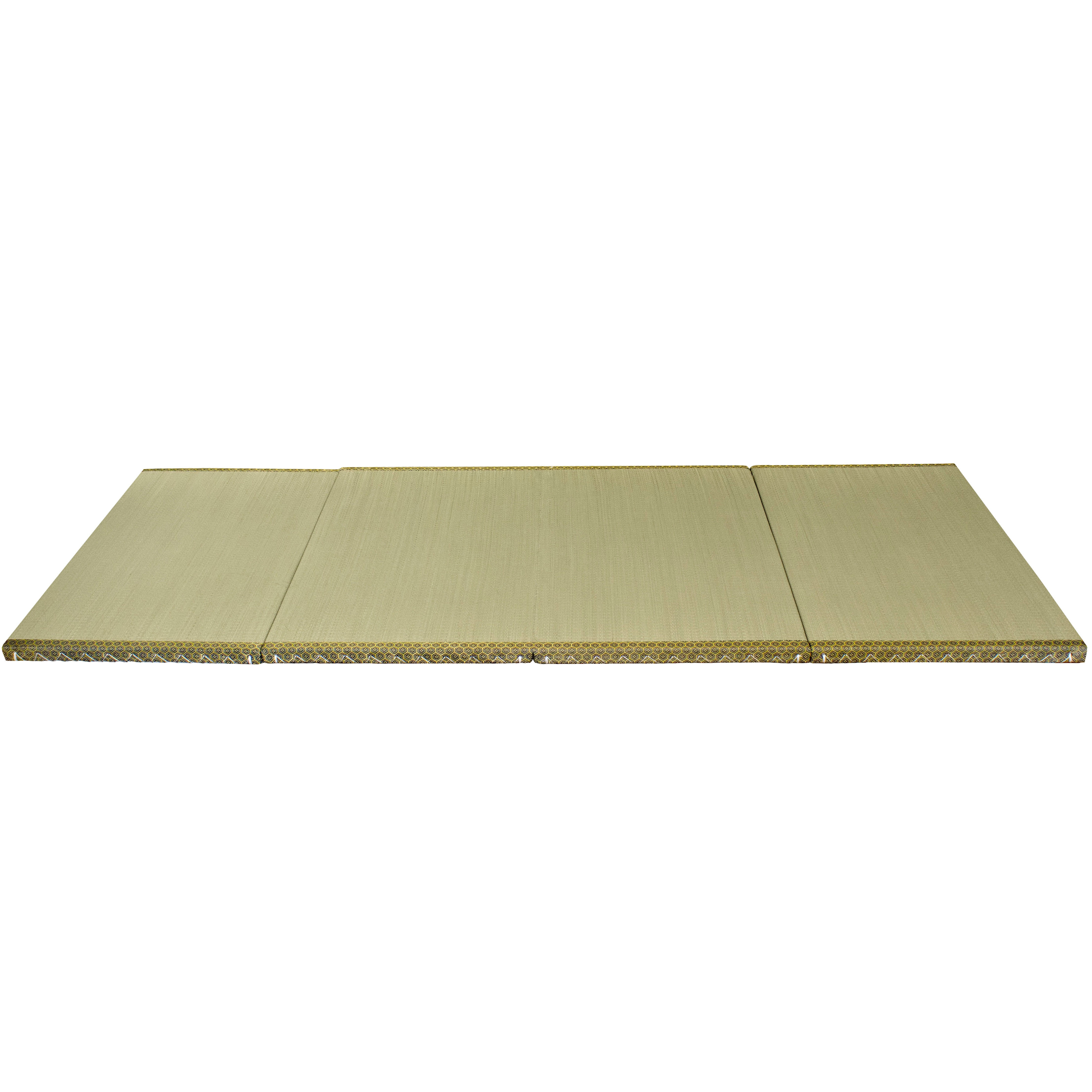 Oriental Furniture 6.5' x 3' Folding Rush Grass Tatami Mat - Jade Brocade