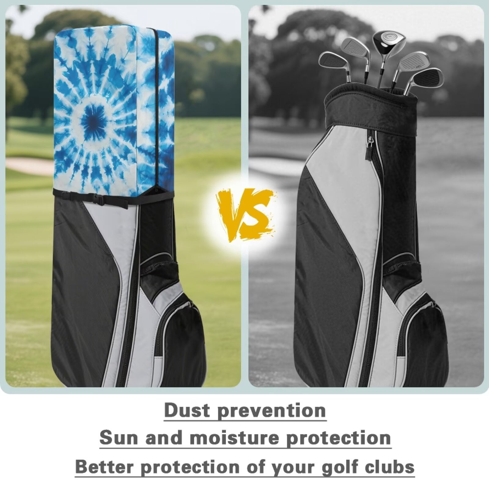 Chririnla Blue Swirl Tie Dye Golf Bag Rain Cover Waterproof Hood with Snap Button Dust & UV Protection Universal Fit for Most Tour Bags, Cart Bags & Stand Bags