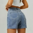 thumbnail image 5 of Afdoent Jean Shorts Womens High Waist Jean Shorts Wide Straight Leg Microelastic Long Denim Mom Shorts Summer Denim Shorts, 5 of 9