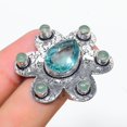 thumbnail image 2 of Natural Aqua Apatite, Prehnite Gemstone 925 Sterling Silver Ring Size 7, 2 of 2