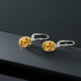 thumbnail image 4 of Gem Stone King 925 Sterling Silver Yellow Citrine Leverback Dangle Earrings for Women (3.30 Cttw, Gemstone November Birthstone, Oval Checkerboard 9X7MM), 4 of 5