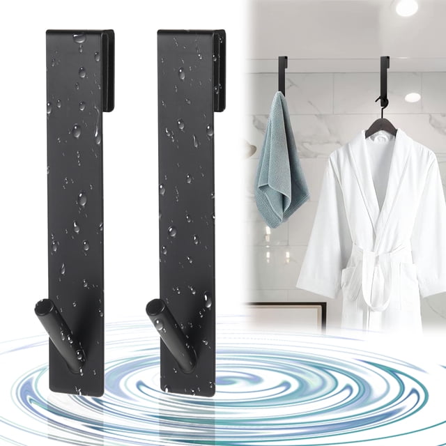 Toystoory Gancho para colgar que ahorra espacio, multifuncional, fácil de instalar, práctico sobre gancho para puerta de vidrio, 2 pack/lote Accesorios de baño acero inoxidable