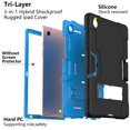 thumbnail image 5 of SaniMore Hybird Case for Samsung Galaxy Tab A8 Case 10.5" 2022 SM-X200/X205, Rugged Heavy Duty Protective Case Hidden Kickstand Dual Angle Stand Shockproof Anti-drop Case, Black+Blue, 5 of 7
