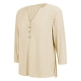 thumbnail image 7 of Endives Womens 3/4 Sleeve Shirt V Neck Eyelet Shirts Casual Vacation Blouses Womens Tops Summer Clothing S-5XL Light Yellow, 7 of 7