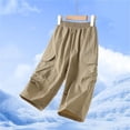 thumbnail image 6 of Nilvkv Boys Cargo Pants, Boys Pants, Solid Color Cropped Joggers in Relaxed Fit with Side Pockets, cool choice for Outdoor Wear Beige 11-12 Years, 6 of 8